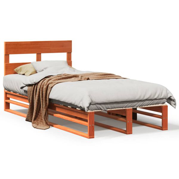 vidaXL Bed Frame without Mattress Wax Brown 90x200 cm Solid Wood Pine