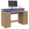 vidaXL Desk with LED Lights Artisian Oak 140x55x91 cm Engineered Wood