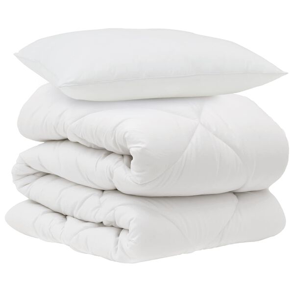 vidaXL Duvet with Pillow 2 pcs White Microfiber