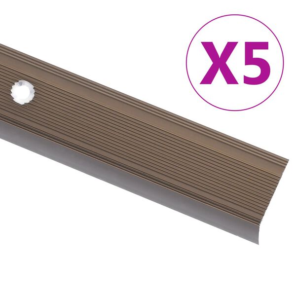 vidaXL Stair Nosings in L-shape 5 pcs Aluminium 100 cm Brown