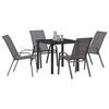 vidaXL Garden Dining Set 5 pcs Grey and Black Powder-coated Steel