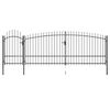 vidaXL Garden Fence Gate with Spear Top 5x2.25 m Black
