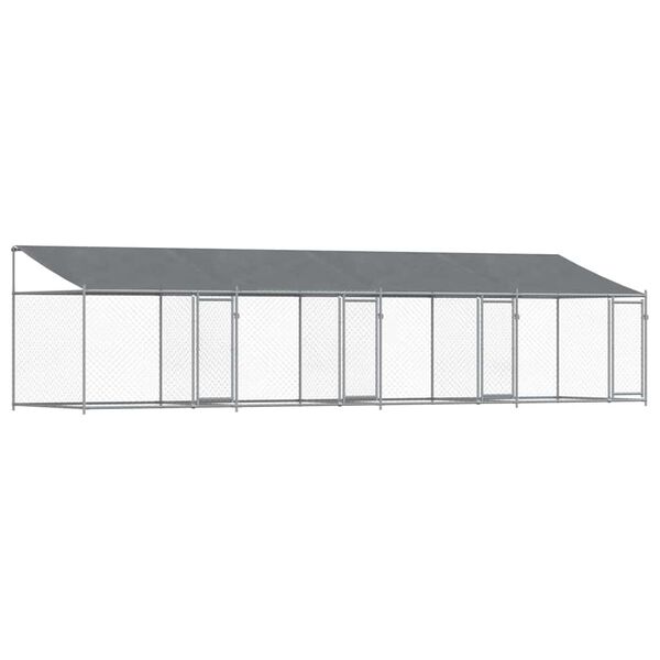 vidaXL Dog Cage with Roof and Doors Grey 8x2x2 m Galvanised Steel