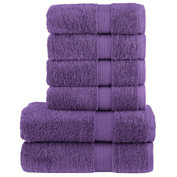 vidaXL 6 Piece Premium Towel Set SOLUND Purple 600 gsm