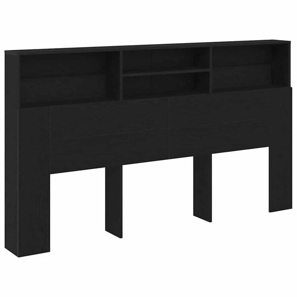 vidaXL Headboard Cabinet Black Oak 180 x 19 x 103.5 cm Engineered Wood