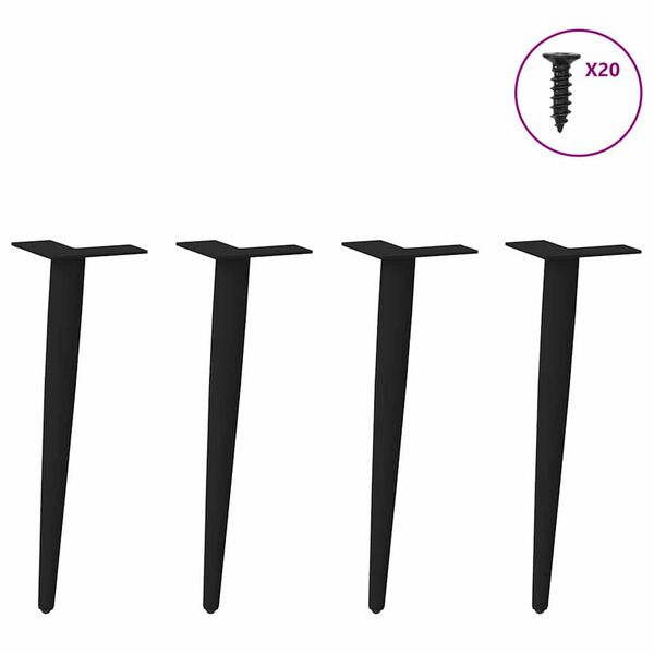 vidaXL Coffee Table Legs Conical Shape 4 pcs Black 42-43 cm Steel