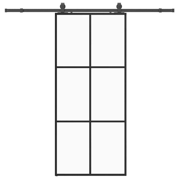 vidaXL Sliding Door with Hardware Set Black 90x205 cm ESG Glass