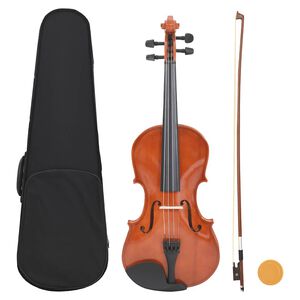 vidaXL Violin Full Set with Bow and Chin Rest Dark Wood 4/4