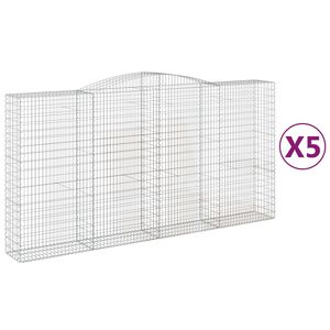 vidaXL Arched Gabion Baskets 5 pcs 400x50x200/220 cm Galvanised Iron
