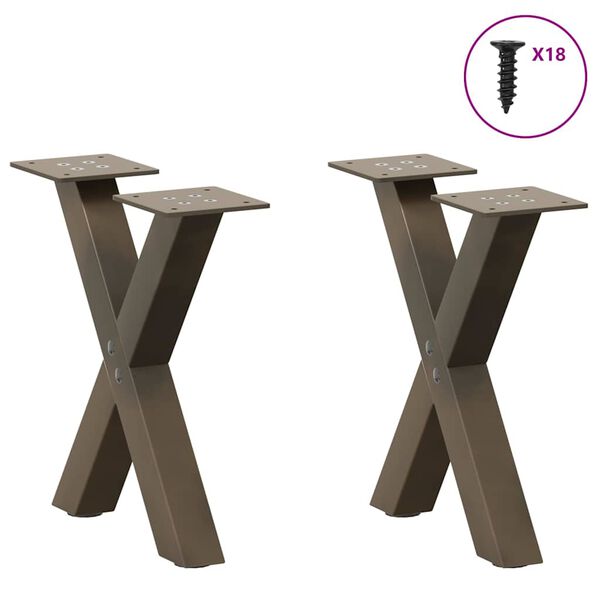 vidaXL Coffee Table Legs X-Shaped 2 pcs Natural Steel 37x(30-31) cm Steel