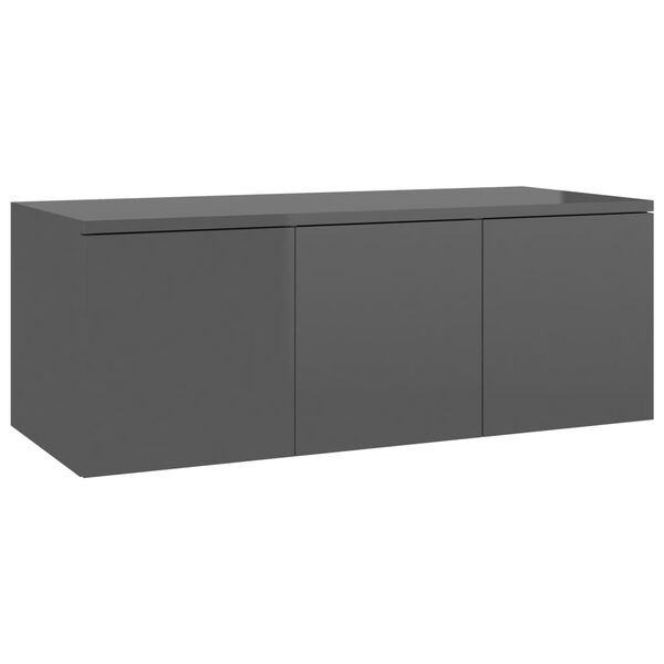 vidaXL TV Cabinet High Gloss Grey 80x34x30 cm Engineered Wood