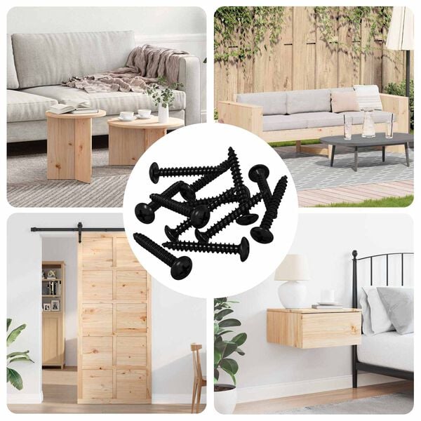 vidaXL Tapping Nail 12 pcs Black M4 x 28 mm Steel