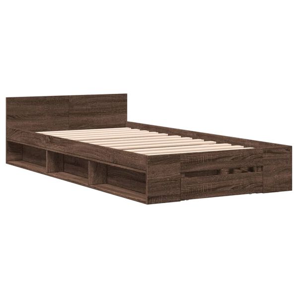 vidaXL Bed Frame with Drawer without Mattress Brown Oak 90x200 cm