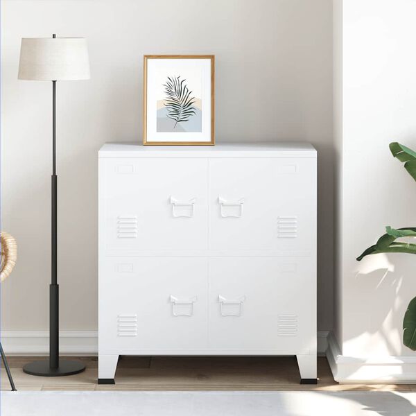 vidaXL Industrial Storage Chest White 75x40x80 cm Steel