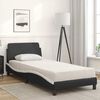 vidaXL Bed with Mattress "Dover" Black and White Single Faux Leather