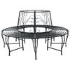 vidaXL Tree Bench 8-Seater &Oslash; 160 x 89 cm Steel Black Round