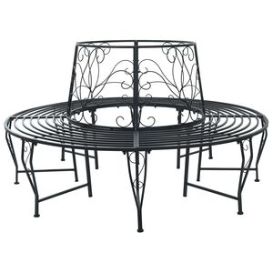 vidaXL Tree Bench 8-Seater &Oslash; 160 x 89 cm Steel Black Round