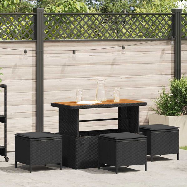 vidaXL Garden Dining Set Black Poly rattan