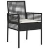 vidaXL Garden Dining Set 3 pcs Black Poly Rattan
