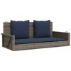 vidaXL Swing Bench with Cushions Grey 119x56x48 cm Poly Rattan