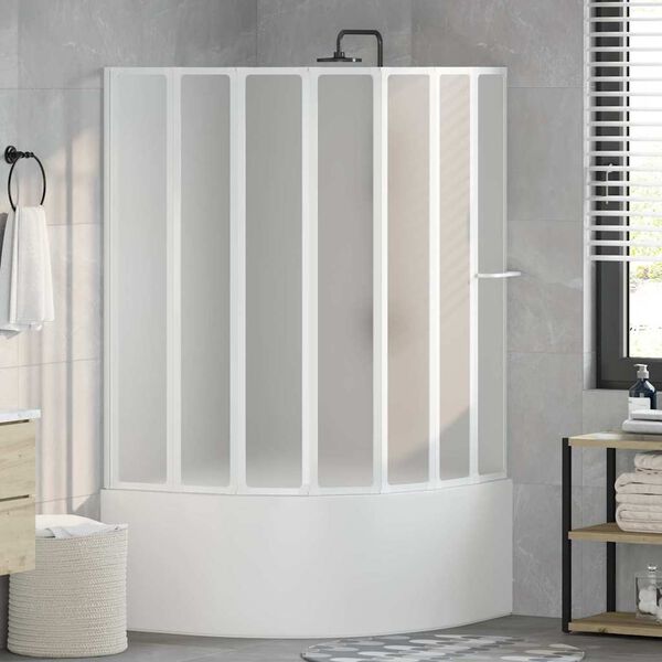 vidaXL Bath Screen Folding Frosted 168 x 140 cm Aluminium & PP Panel