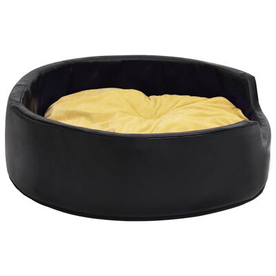 vidaXL Dog Bed Black and Yellow 99x89x21 cm Plush and Faux Leather