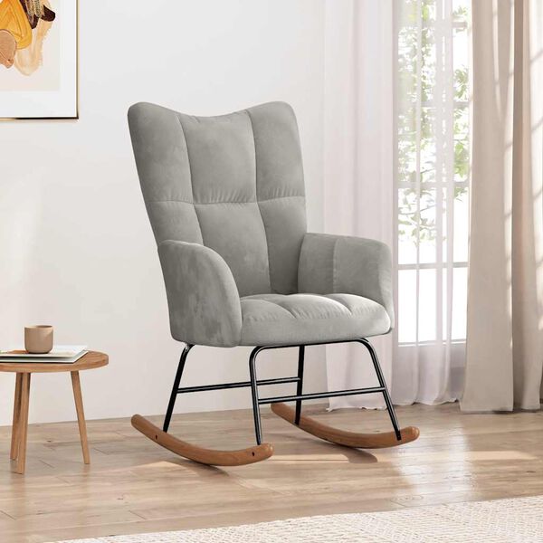 vidaXL Rocking Chair Light Grey Velvet