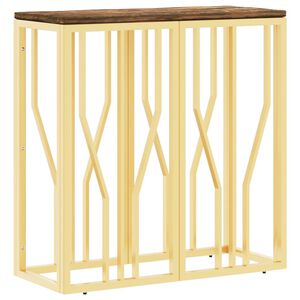 vidaXL Console Table Gold Stainless Steel and Solid Wood Reclaimed