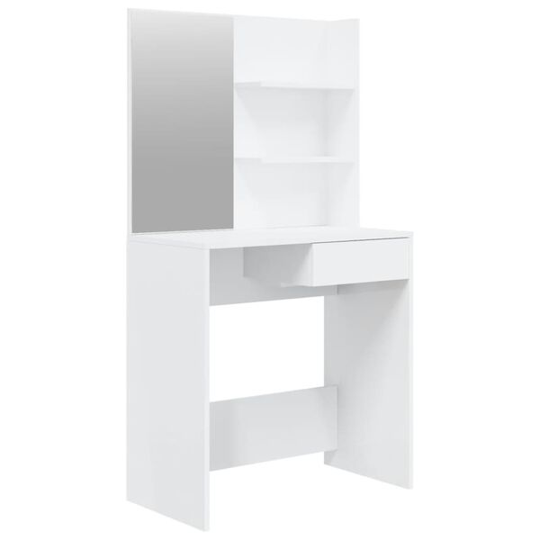 vidaXL Dressing Table with Mirror High Gloss White 74.5x40x141 cm