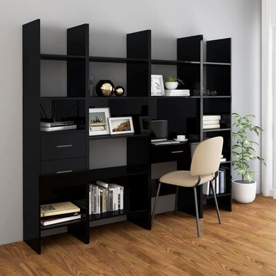 vidaXL Book Cabinet High Gloss Black 40x35x180 cm Engineered Wood