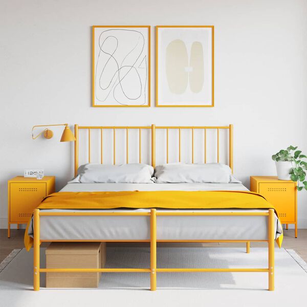 vidaXL Bedside Cabinets 2 pcs Mustard Yellow 36x39x50.5 cm Steel