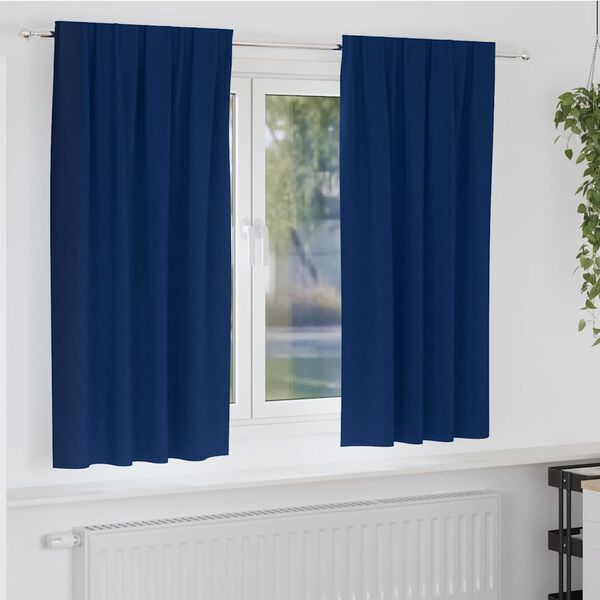 vidaXL Blackout Curtains with Rings 2 pcs Dark Blue 175 x 140 cm