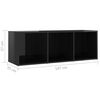 vidaXL 3 Piece TV Cabinet Set High Gloss Black Engineered Wood