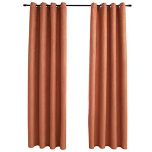 vidaXL Blackout Curtains with Metal Rings 2 pcs Rust 140x175 cm