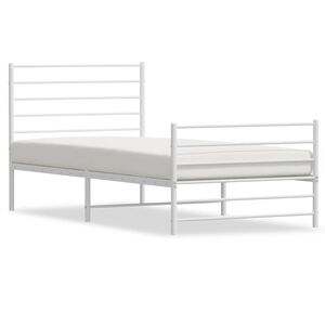 vidaXL Metal Bed Frame without Mattress with Footboard White 80x200cm