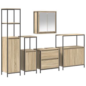 vidaXL Bathroom Furniture Set with Shelf 5 pcs Beige 76.5 x 35 x 95 cm