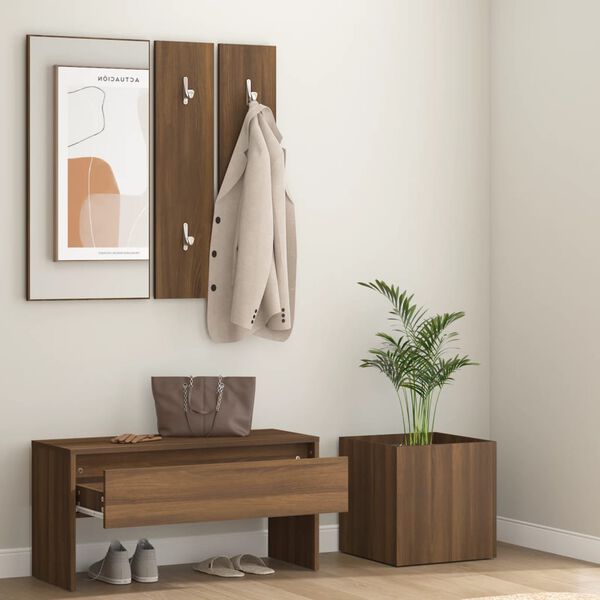vidaXL Hallway Furniture Set Brown Oak Engineered Wood