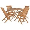 vidaXL 5 Piece Garden Dining Set Solid Wood Teak