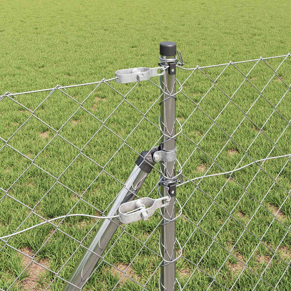 vidaXL Fence Post Silver 10 x 0.4 m (60 x 60 mm mesh) Steel