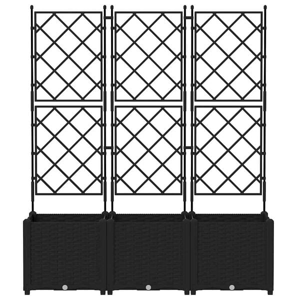 vidaXL Garden Planter 3 pcs Black 120 x 40 x 143 cm Steel