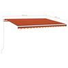 vidaXL Manual Retractable Awning with LED 400x300 cm Orange and Brown
