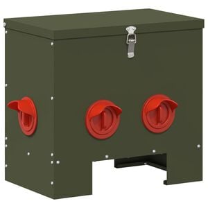 vidaXL Chicken Feeder Olive Green 40.5 x 25 x 38 cm Cold-Rolled Steel
