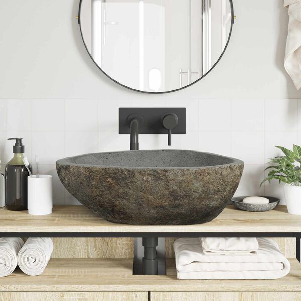 vidaXL Riverstone basin Light Grey 52 x 40 x 15 cm River Stone