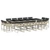 vidaXL 15 Piece Garden Dining Set with Cushions Light Grey Poly Rattan