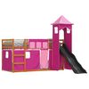 vidaXL Bunk Bed without Mattress with Slide and Curtains Pink 90x200 cm