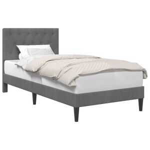 vidaXL Bed Frame with Headboard Dark Grey 90 x 190 cm Velvet