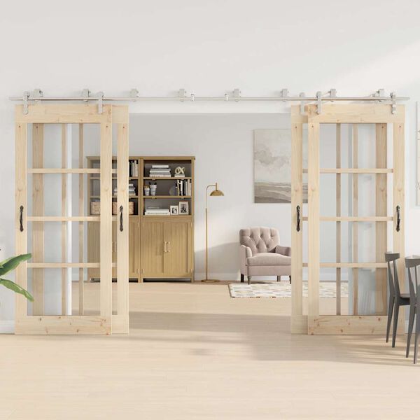 vidaXL Sliding Door Hardware Kit 366 cm Stainless Steel Silver