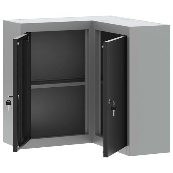vidaXL Tool Cabinet with Shelf Black and Grey 55 x 55 x 55 cm