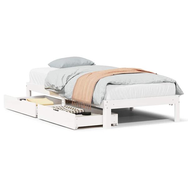vidaXL Bed Frame with Drawers without Mattress White 100x200 cm