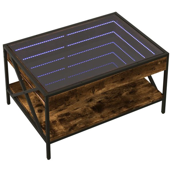 vidaXL Coffee Table with Infinity LED Smoked Oak 70x50x38 cm